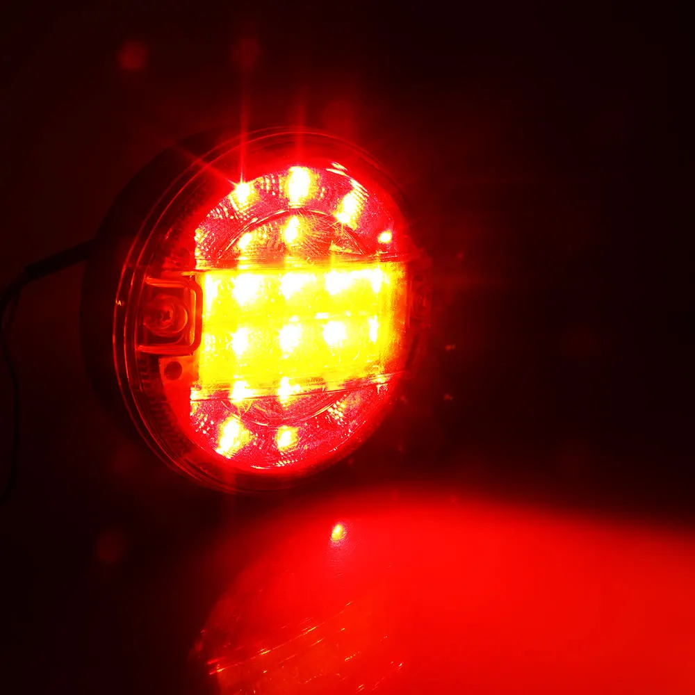 Предупреждение ющий светильник для грузовика, лампа для хлеба 20LED, 4 дюйма, DC10-30V, круглый двухцветный прицеп, автомобильный водонепроницаемый боковой светильник, задний светильник