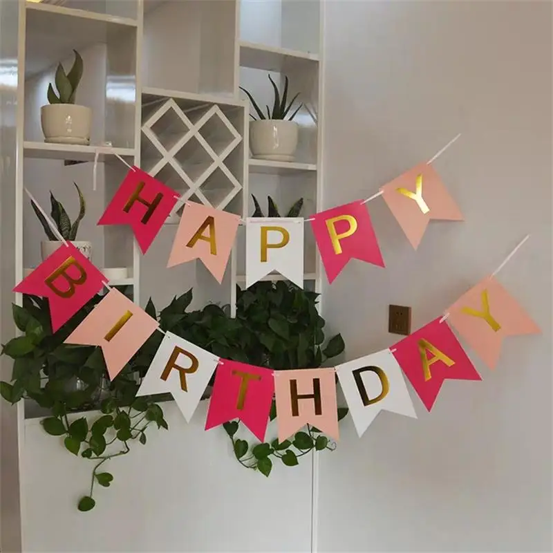 Happy Birthday Banner Garland Hanging First Birthday Boy Girl