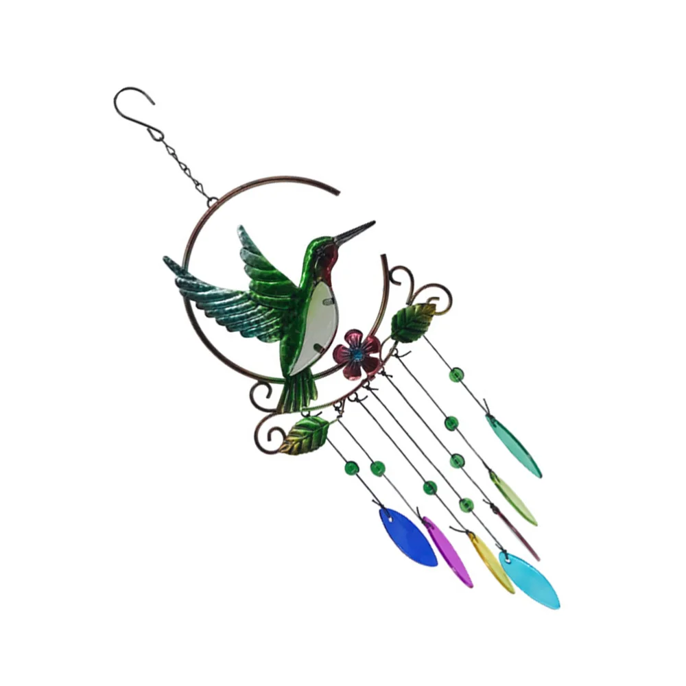 1Pc Hummingbird Metal Wind Chime Glass Pieces Pendants Wind Bell Iron Wrought 1Pc Hummingbird Metal Wind Chime Glass Pieces Pendants Wind Bell Iron Wrought