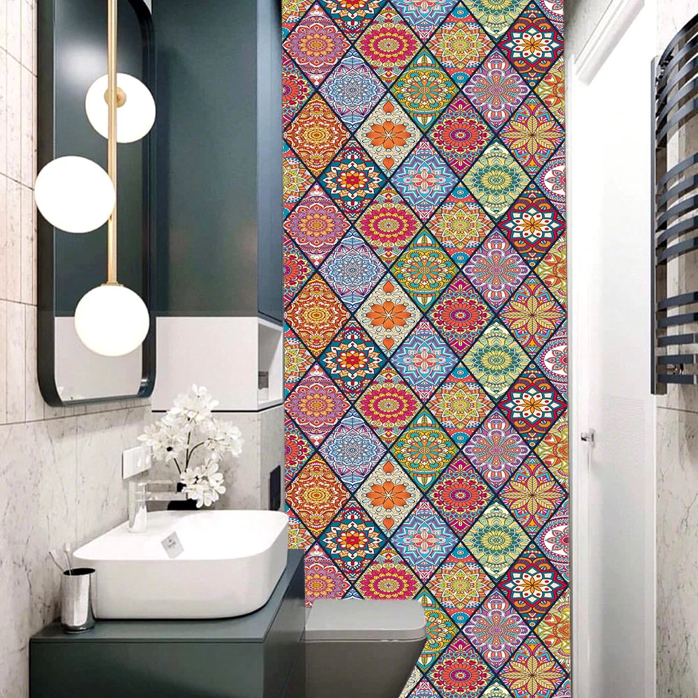 Moroccan Church Glass Style Matte Tiles Wall Sticker Transfers Covers For  Kitchen Bathroom Corridor Home Decor Floor Wallpaper