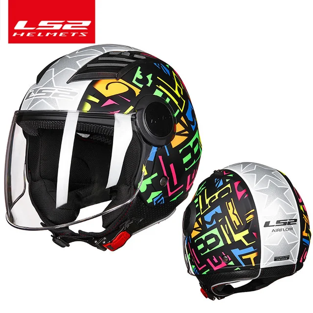 US $53.99 LS2 airflow motorcycle helmet 34 open face jet scooter half face motorbike helm capacete casco LS2
