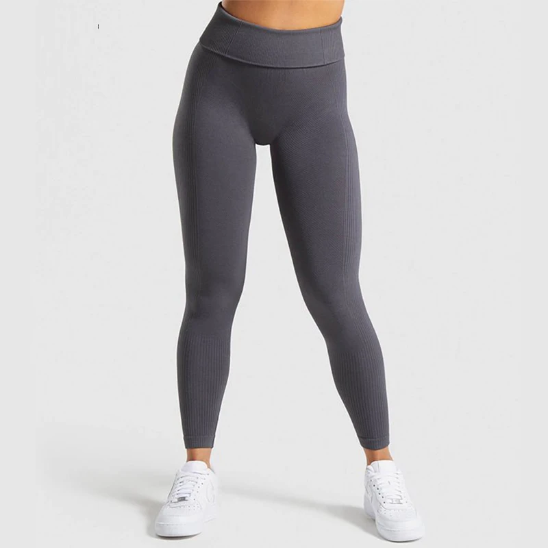 Gym Tights Power Down Seamless Tummy Control Yoga Pants High Waist Sport Seamless Leggings Running Pants Women