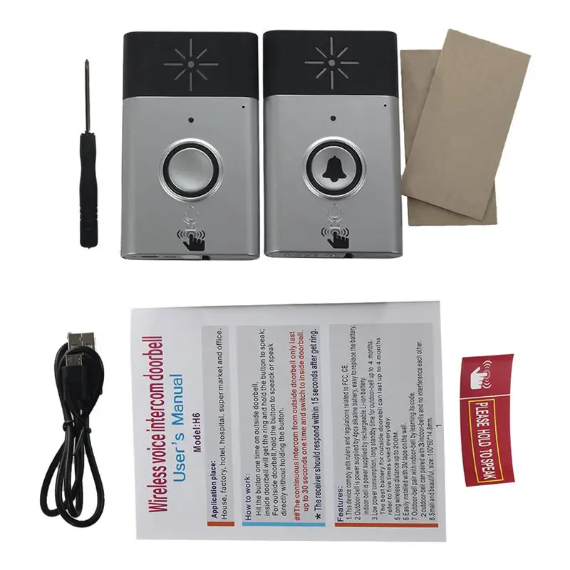 

Wireless Doorbell With Speaker Voice Intercom 300M Distance