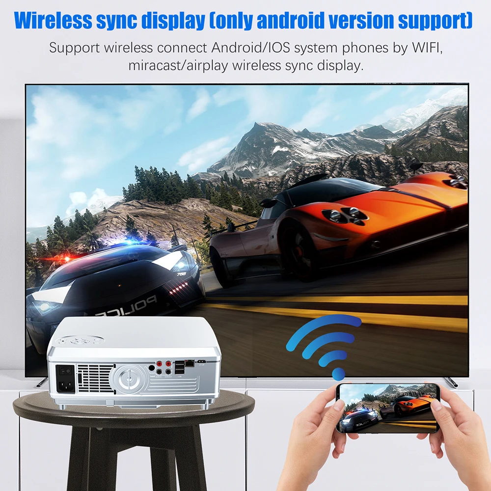 POWERFUL Full HD Projector 1080P LED proyector 3D Video Beamer HDMI for 4K Smart Android 7.1(2G+16G) Wireless Wifi Home Cinema