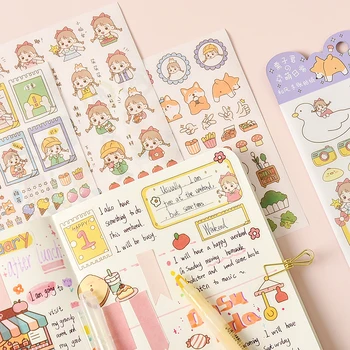 

ins girl character sticker pack cute cartoon uncut diy can write hand account stickers kawaii hand account decoration material