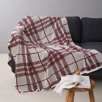 

Cilected British Wind Cotton Sofa Towel Blanket Red Wood Knitting Line Blanket Sofa Blanket Air Conditioning Bed Tail Blanket