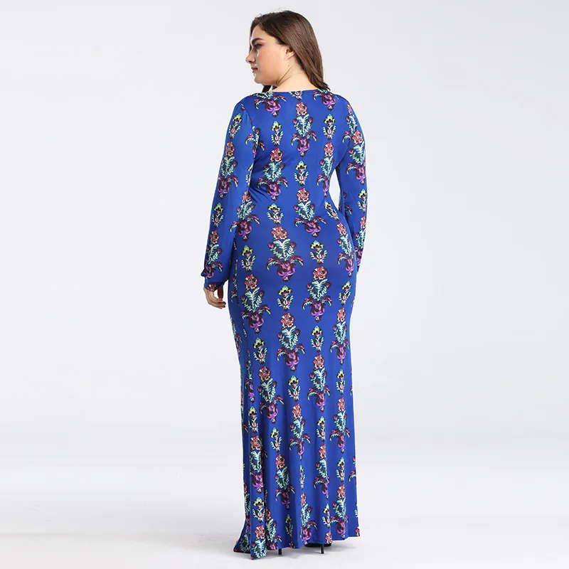1860412 Amazon Spring And Summer Cross Border Europe And America New Style Bohemian Style Dress Printed Large V Slit Long Skirts