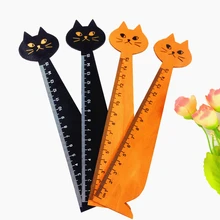 Régua de madeira design fofo para gatos, decoração para alunos e gatos, jogo de adereços kawaii, marcador de madeira para desenho diy
