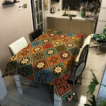 

Myanmar Style Tablecloth Waterproof Polyester Printed Table Cloth Rectangular Home Restaurant Table Cover Coffee Tablecloths