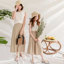 Юбка-брюки для девочек, летняя одежда эластичные свободные штаны в Корейском стиле из чистого хлопка повседневные штаны-Капри Для больших мальчиков для родителей и детей