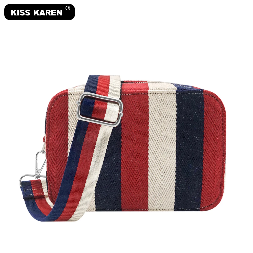 Стильные полосатые женские сумки через плечо Женский мессенджер Холщовый