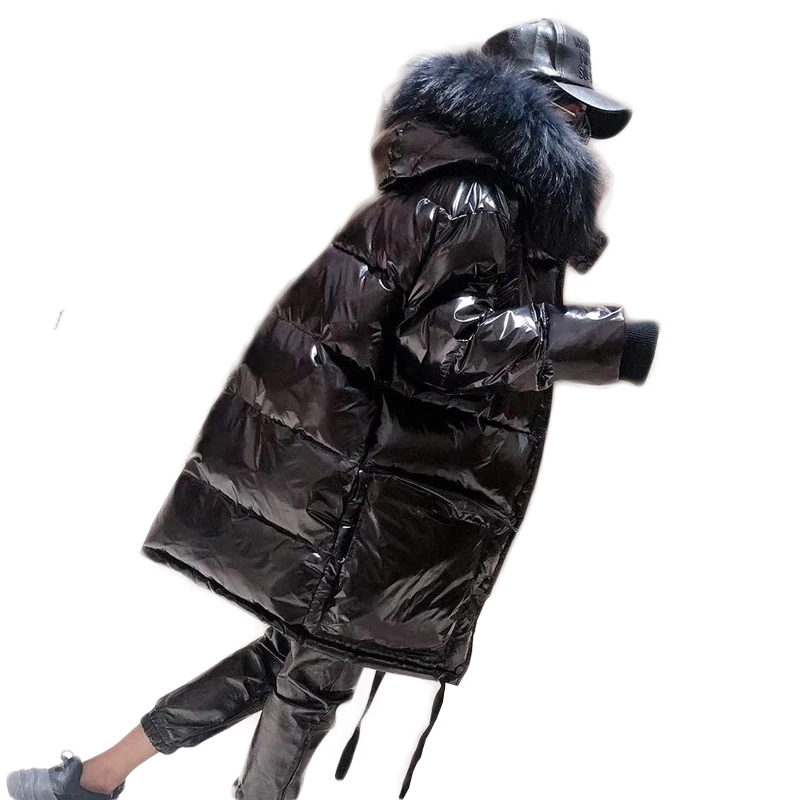 Водонепроницаемое глянцевое меховое хлопковое пальто с капюшоном, женские зимние теплые пуховики, большой размер, свободная верхняя одежда, Женская парка, ветрозащитная куртка