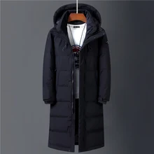 New Winter White Duck Down Jacket Men Hooded Fashion High Quality Winter Coat Men Long Thicken Warm Down Coat Black Parkas