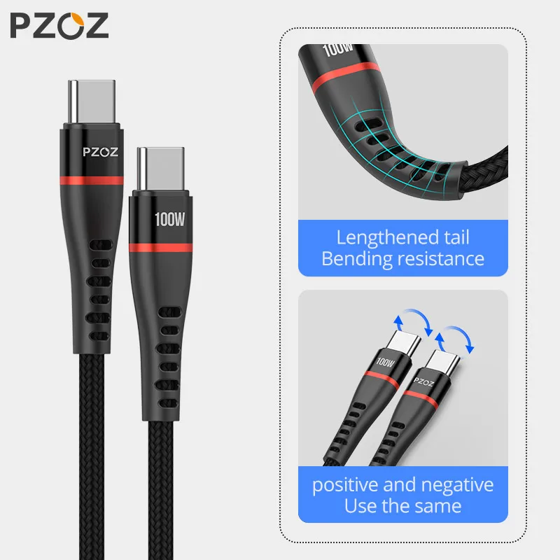 PZOZ 100W USB C na USB typ C kabel szybkie ładowanie 4.0 PD 5A szybkie ładowanie dla MacBook iPad Samsung Xiaomi 60W USBC ładowarka przewód 4 PZOZ 100W USB C na USB typ C kabel szybkie ładowanie 4.0 PD 5A szybkie ładowanie dla MacBook iPad Samsung Xiaomi 60W USBC ładowarka przewód 4