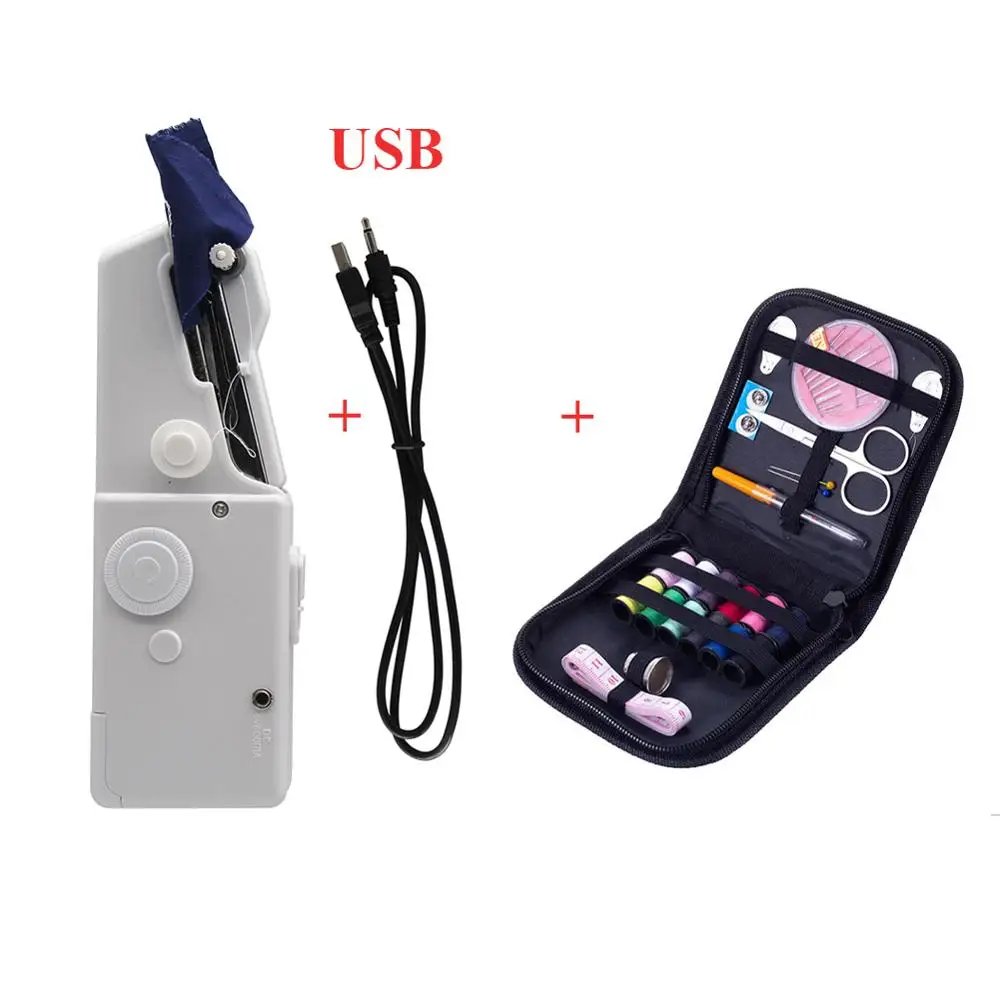 Portable Sewing Machine Mini Handheld Sewing Machine Cordless Electric Stitch Household Tool for Fabric Clothing Kids Cloth