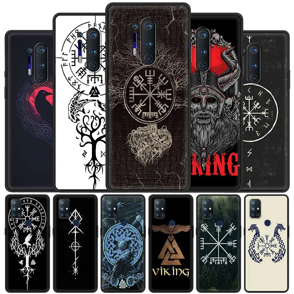 For OnePlus 8 Nord 7Pro Case For One Plus Z N10 5G 8T 7 Pro n100 7T 6T Full Protection Soft Phone Cover Viking Vegvisir Logo Sac