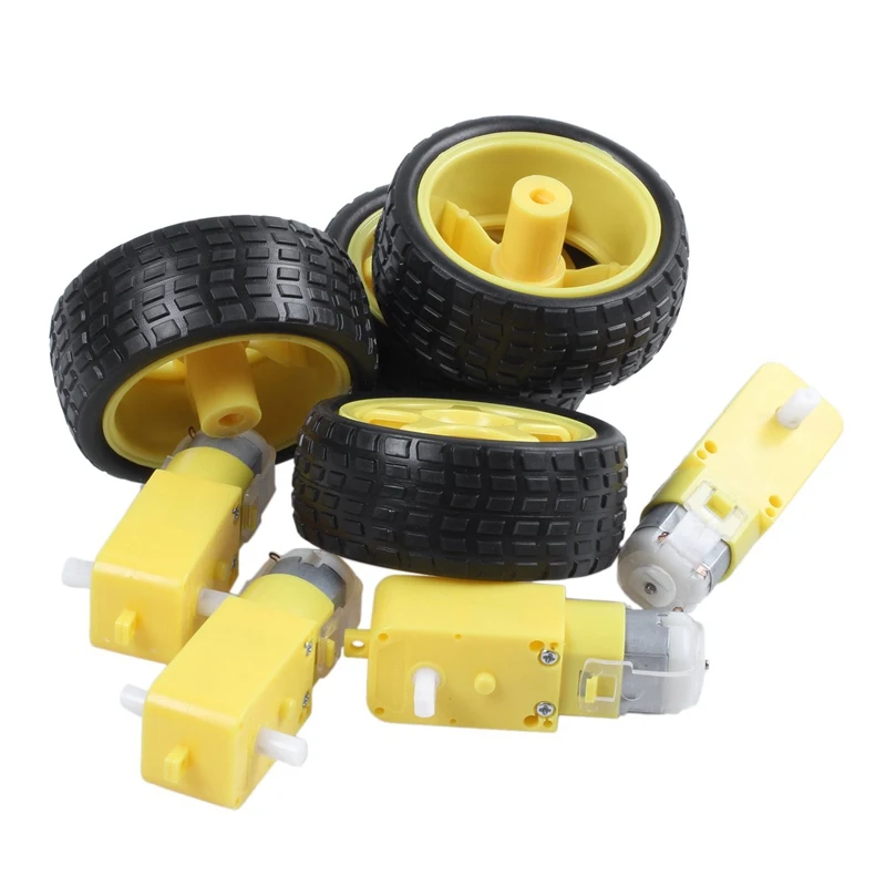 

4 Pcs For Arduino Smart Car Robot Plastic Tire Wheel with DC 3-6V Gear Motor