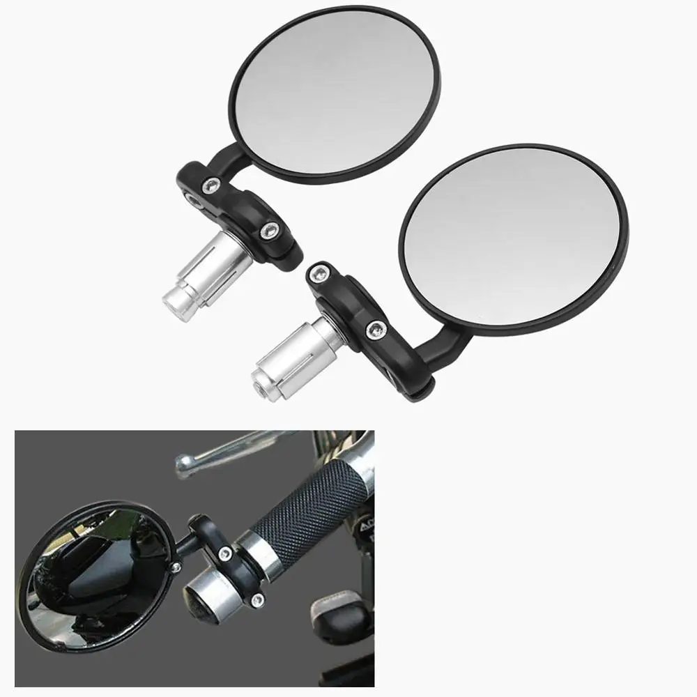 

A Pair 7/8" Motorcycle Rear View Mirrors Round 22mm Handle Bar End Foldable Motorbike Side Mirror For Suzuki Kawasaki Honda
