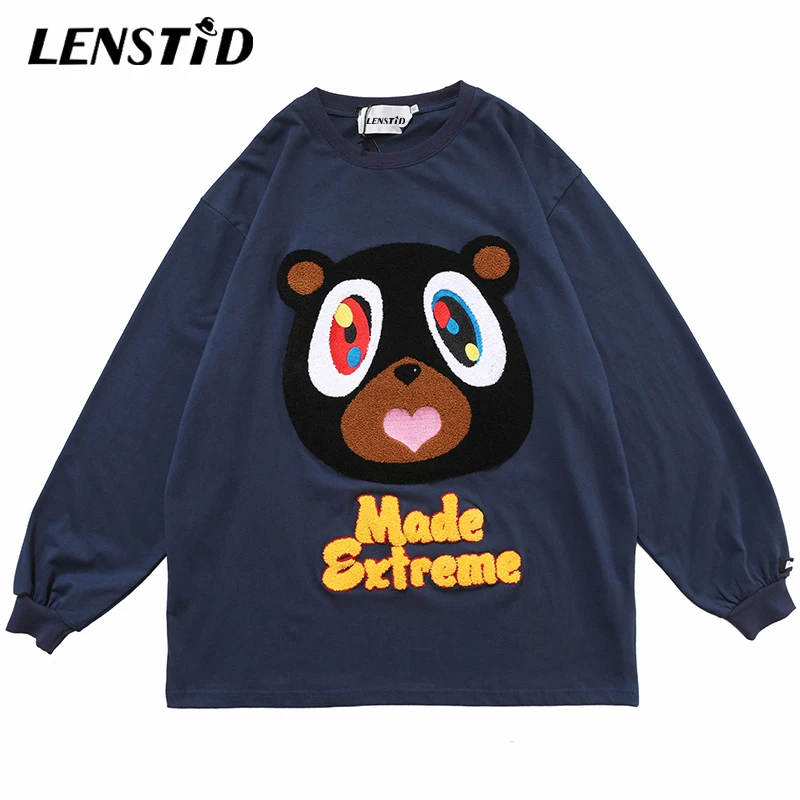 Футболка LENSTID мужская оверсайз в стиле хип-хоп уличная одежда Харадзюку с