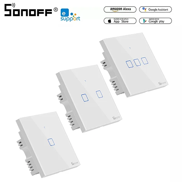 

SONOFF T1 EU Smart Panel RF/Touch/ Wifi Switch Smart Home Work With eWeLink APP IFTTT Also Alexa Google Home Voice Control