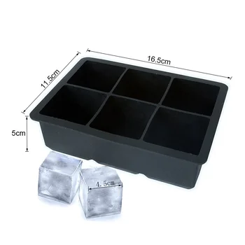 

Upgrade Whiskey Silicon Ice Cube Maker 6 Holes Square Mold Mould Ice Tray Cream DIY Tool Silicone Mold Chocolate Mould Black
