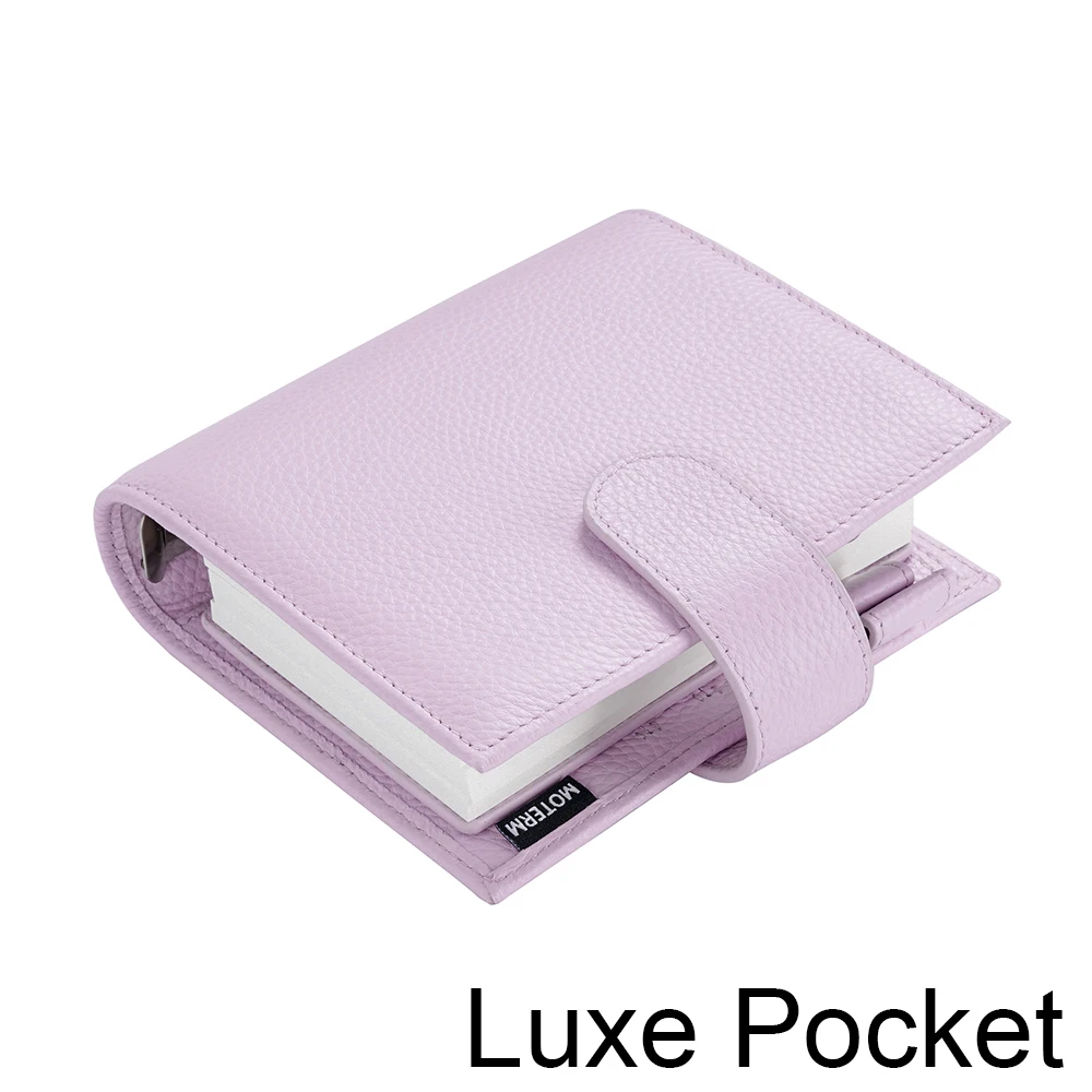Moterm-Agenda de bolsillo de lujo, cuaderno de tamaño A7 flexible con anillos de plata de 30 MM, Mini organizador de Agenda, diario de cuero de vaca, Bloc de notas