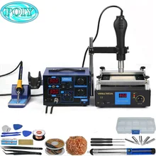 3 функции в 1 паяльная станция 650 Вт SMD горячий воздушный пистолет+ 75 Вт паяльники+ 600 Вт станция предварительного нагрева YIHAUA 862D+ и 853A