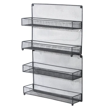 

4 Tier Mesh Kitchen Wall Mount Spice Rack Bronze Kitchen Shelf Storage Rack