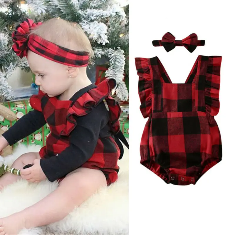 baby girl plaid romper