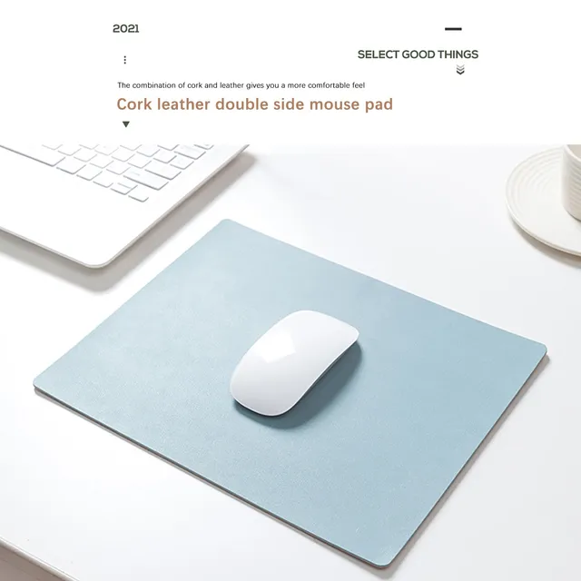 Solid Color Office Mouse Pad Cork Leather Double Side Waterproof Mouse Pad 1