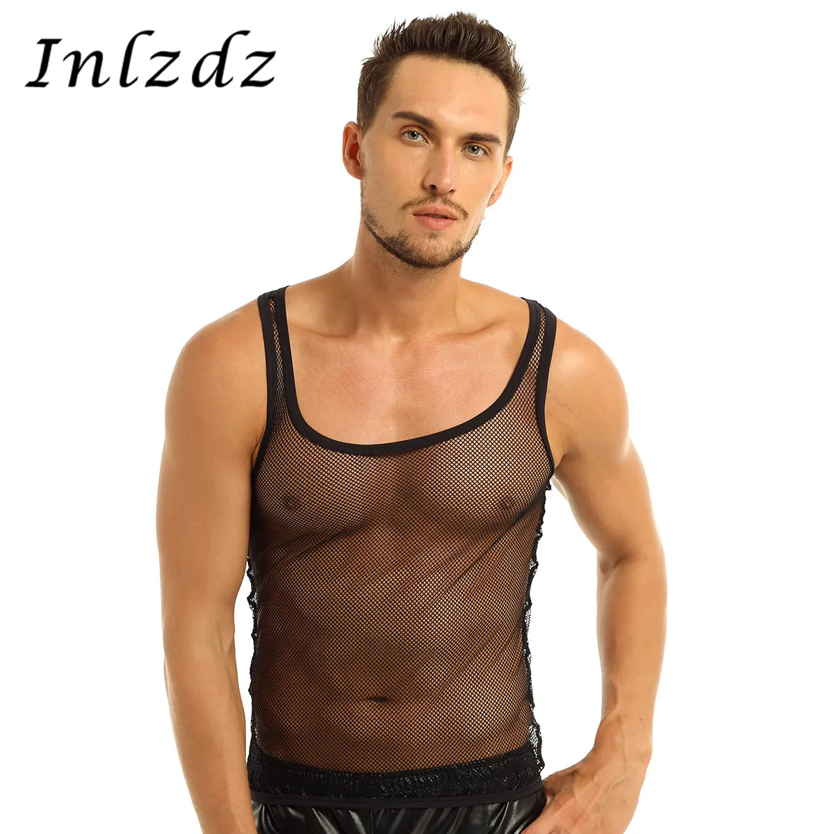 Mens Lingerie Bra Vest Tank Top See through Vest Party Gay Costume Tank Top Exotic Gay