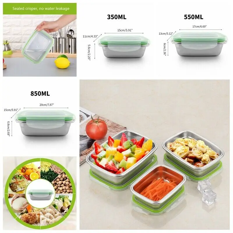 Новинка, коробка из нержавеющей стали для хранения свежих продуктов, контейнер для хранения Bento, Студенческая коробка для завтрака