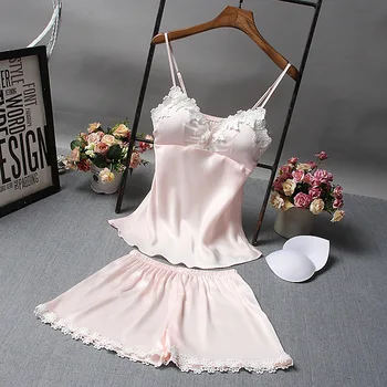 

Sexy Pink Lady Pijamas Suit Strip Shirt&Shorts Women Soft 2PCS Nightwear Home Wear PyjamasSet Pajamas Set Casual Bath Gown