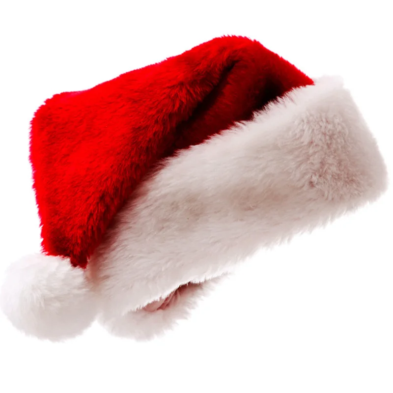 Рождественский день одеваются взрослые плюшевые толстые высококлассные рождественские шляпы фестиваль короткая Рождественская шапка из плюша