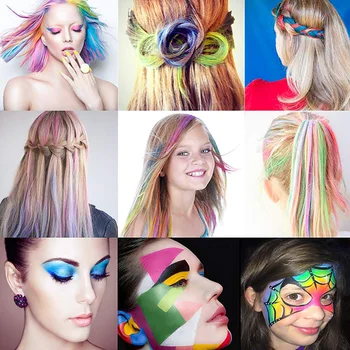 

12 Colors Temporary Hair Chalk Pens Crayon Salon Washable Hair Color Dye Face Kit Safe for Makeup Party Christmas Hair Color