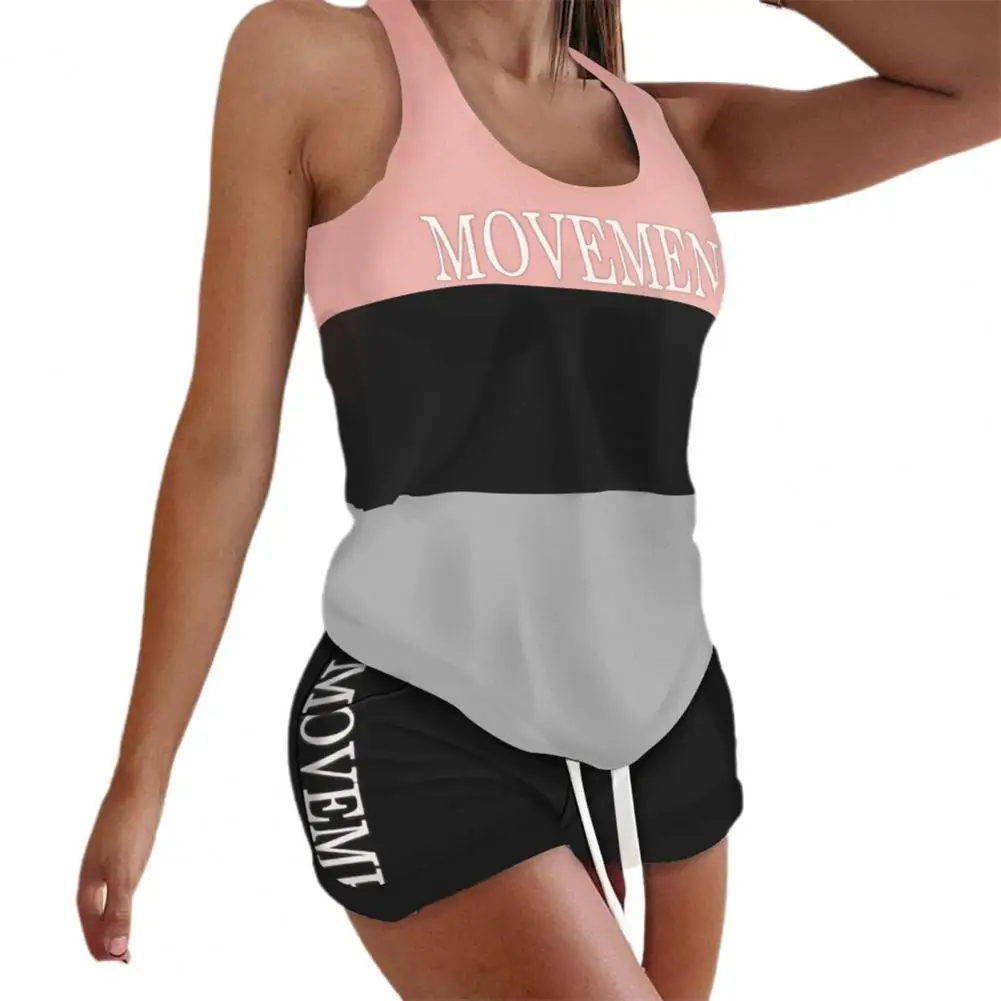 

Tracksuit Letter Design Pajama Sets Women Sleeveless Drawstring Lounge Shorts Sets Female Summer Out-going Night Wear Home Suit