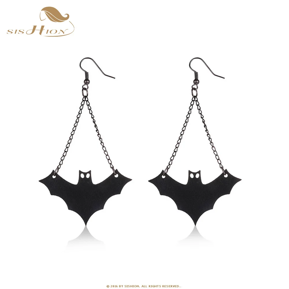 

SISHION Holiday Creative drop earrings Black Retro Animal Bat earring Halloween Haloween Accessories women SP0579