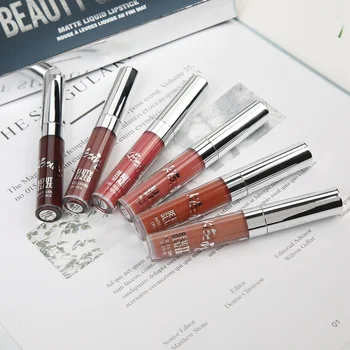 

6pcs/Set Beauty Glazed Liquid Lipstick Lip Gloss Makeup Matte Lipstick Lips Tint Kit Long Lasting Lipgloss Cosmetics Maquiagem: