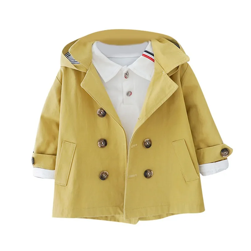 2Colors Children Spring korean style Coat cotton pure color long style all-match windbreak coat for fashion baby girls and boys - Цвет: Y