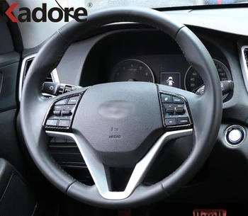 

For Hyundai Tucson 2015-2020 Carbon Fiber Car Steering Wheel Decoration Cover Trim Frame Trims Car Interior Accessories