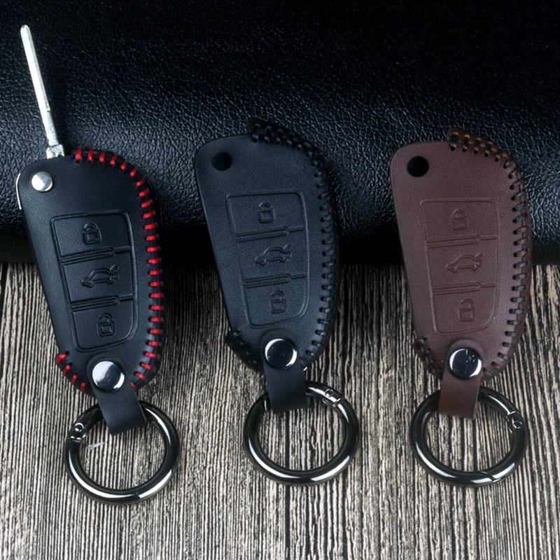 

Leather Car Remote Key Case Cover For Audi A1 A3 A4L A5 A6 A6L A7 A8 Q3 S3 A4 B9 Q5 Q7 TT TTS 8S 2016 2017 2018 2019 Accessories