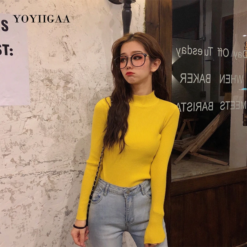 Knitted Women Sweater Pullovers Spring Autumn Basic Women Sweaters Soft Long Sleeve Pullover Slim Female Sweaters Cheap Tops