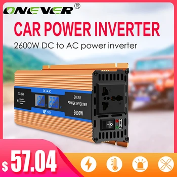 

Onever 2600W Car Inverter 12v 220v 50Hz EU Outlet 12v 220v Auto Inverter 12 220 Car Power Inverter Adapter Voltage Converter