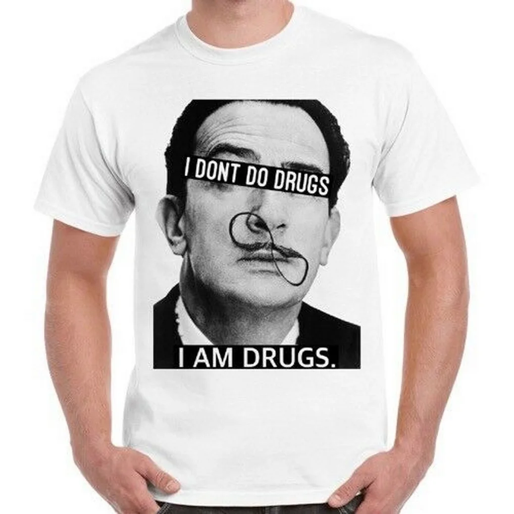 Salvador Dali I Don't Do Drugs Am Mad Artist крутая Ретро футболка 526 модная в классическом стиле |