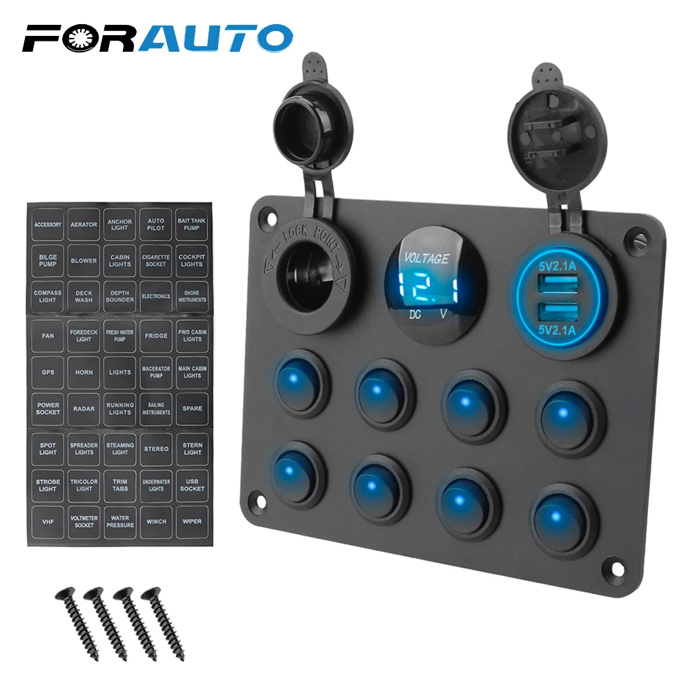 FORAUTO 8 Gang автомобиль морской светодиодный кулисный переключатель Панель