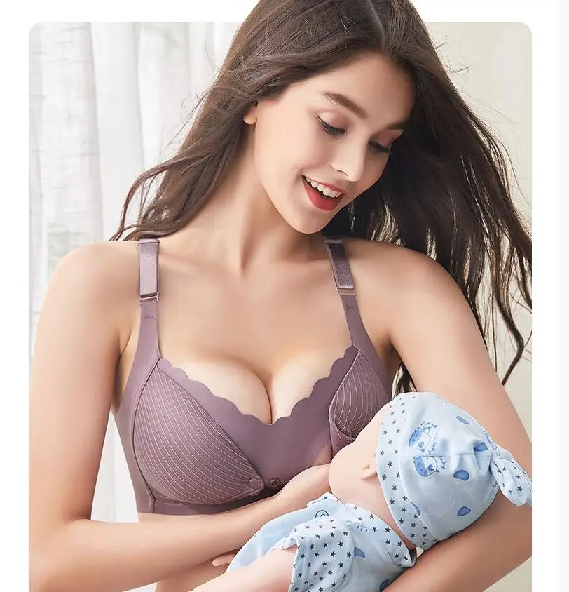 Maternity Nursing Bras Pregnant Women Lingerie Breastfeeding Hot No Rims Front  Closure Breast Feeding Bras Large Size Brassiere - AliExpress