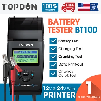 

TOPDON BT500P 12V 24V Car Battery Tester with Printer Battery Load Test for Motorcycle Auto Charging Cranking Battery Analyzer
