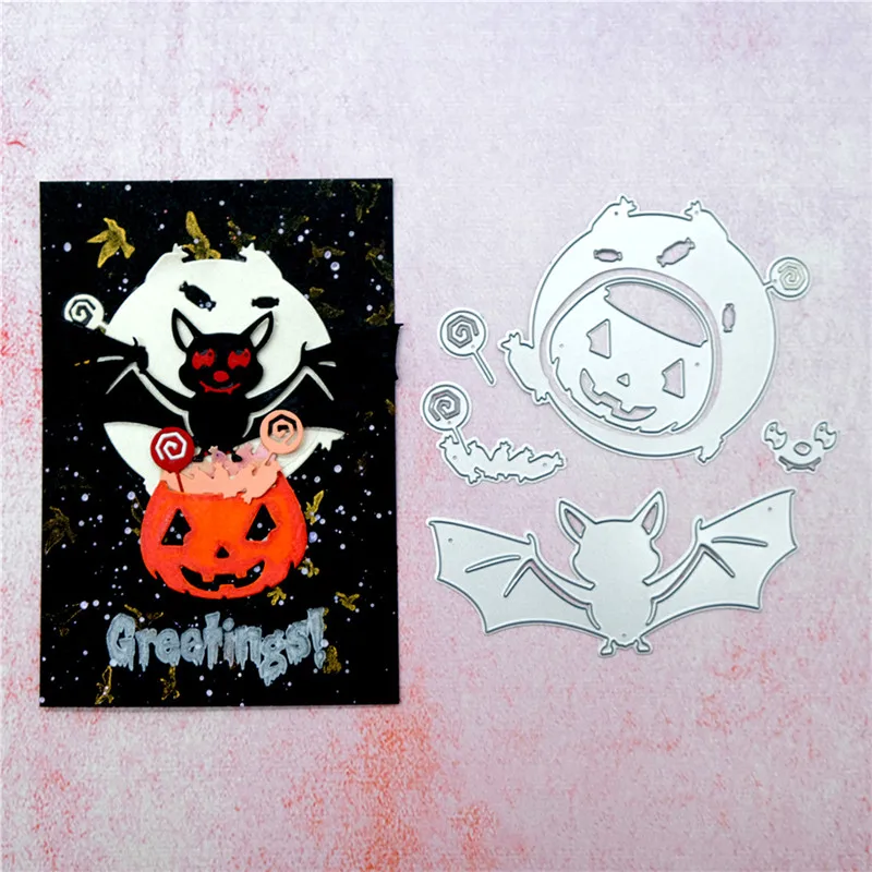 

GJCrafts Halloween Dies Pumpkin Bat Vampire Metal Cutting Dies for Scrapbooking Album Card Making Embossing Stencil Die Decor