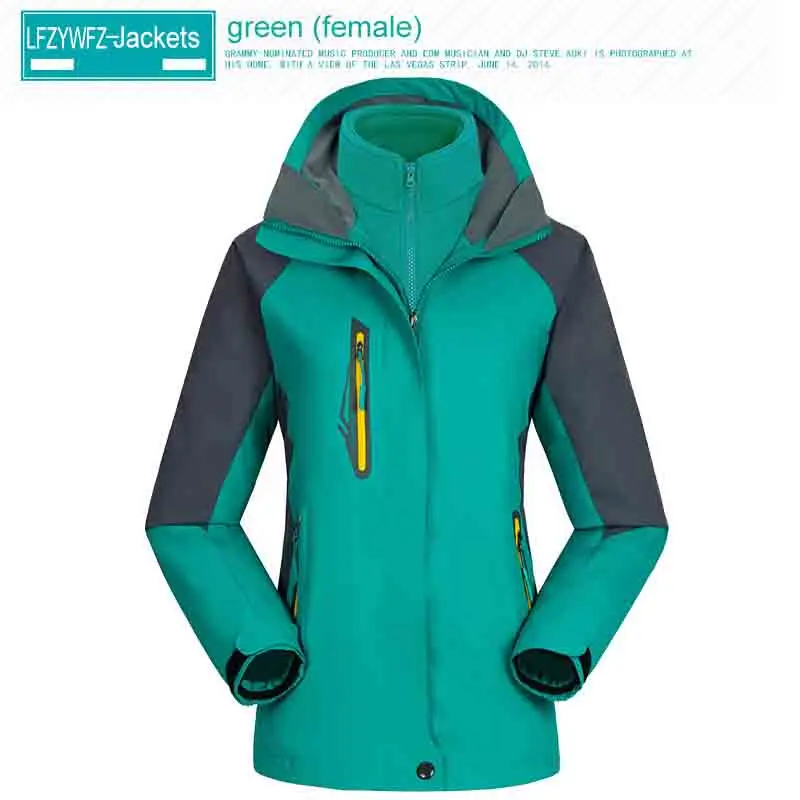 Комплект из 2 предметов/уличные водонепроницаемые дышащие куртки для пеших прогулок, мужские и женские толстые уличные походные съемные лыжные костюмы - Цвет: Female As shown