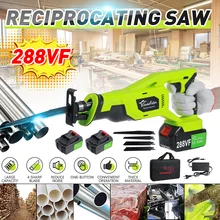 288VF Cordless Reciprocating Saw Adjustable Speed with Battery and 4 Pieces Blades Power Tools with 1/2pcs Batteries